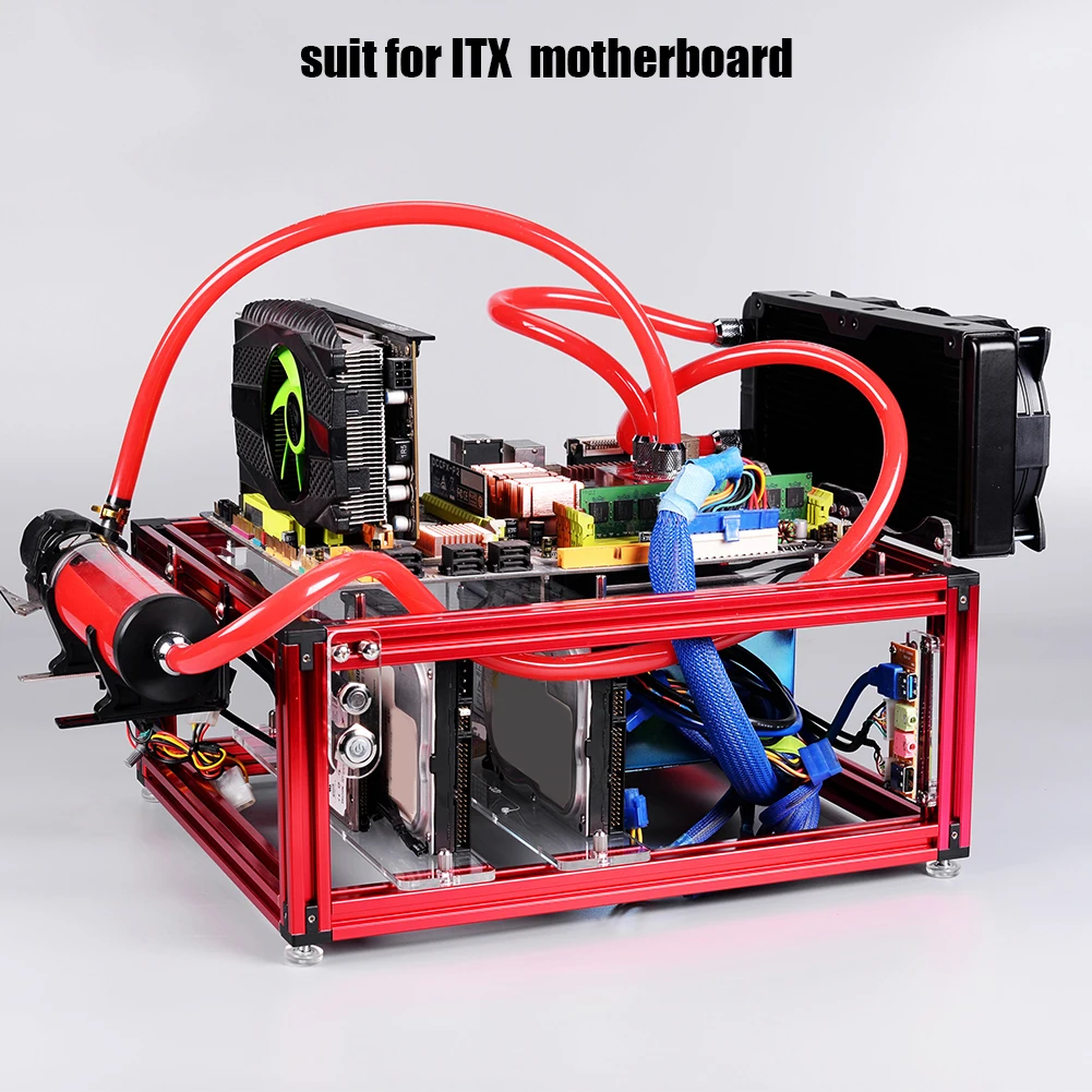 JMK9 DIY Открытая конструкция рамы Алюминий сплав ITX водяного охлаждения компьютер PC