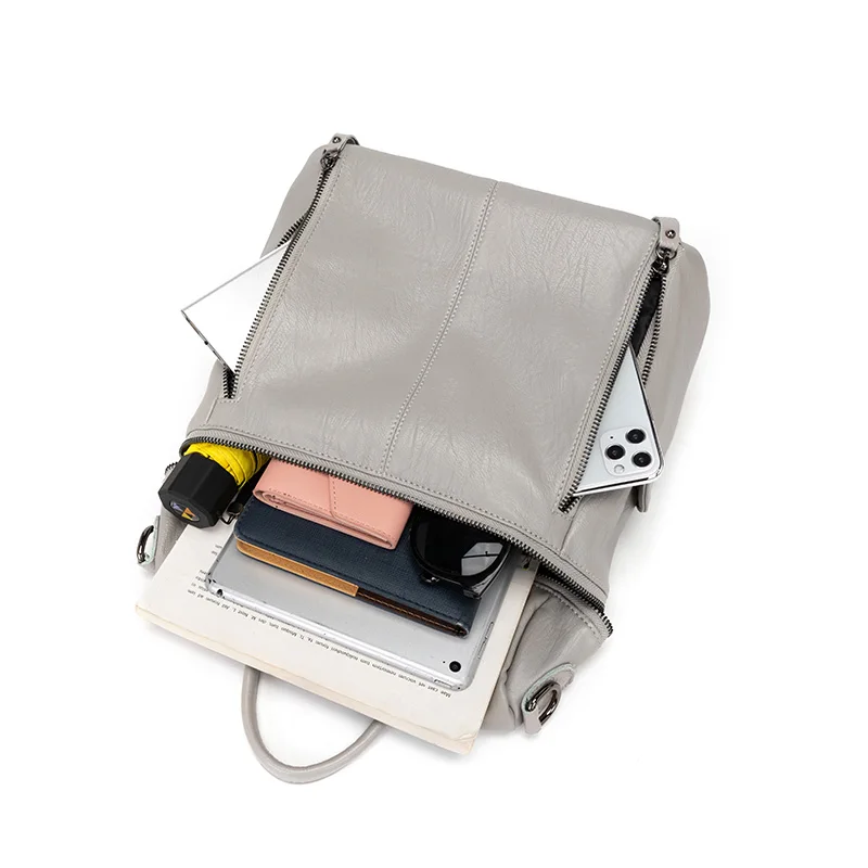 

Women's anti-theft backpack classic simple and versatile PU leather solid color backpack large capacity fashion shoulder bag