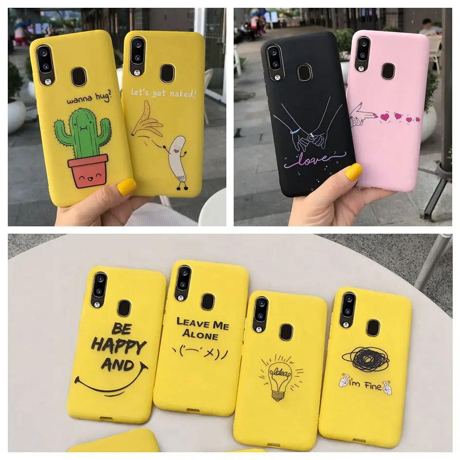 Яркий чехол карамельного цвета для телефона Samsung A40 с котом силиконовая задняя