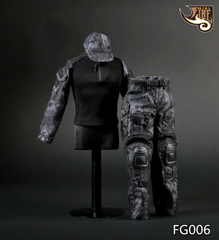 

Spot 1/6 Soldier Military Black Python Pattern Camouflage Combat Uniform Suit Model for 12 inch action figure