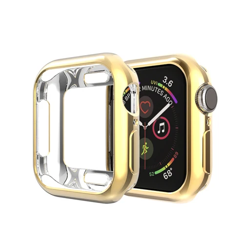 Gold Защитный чехол для Apple Watch 4, 44 мм, iWatch band 3, 42 мм, 38 мм, 40 мм, 360 градусов, защита от падения, ТПУ, силиконовый защитный чехол - Цвет: Gold