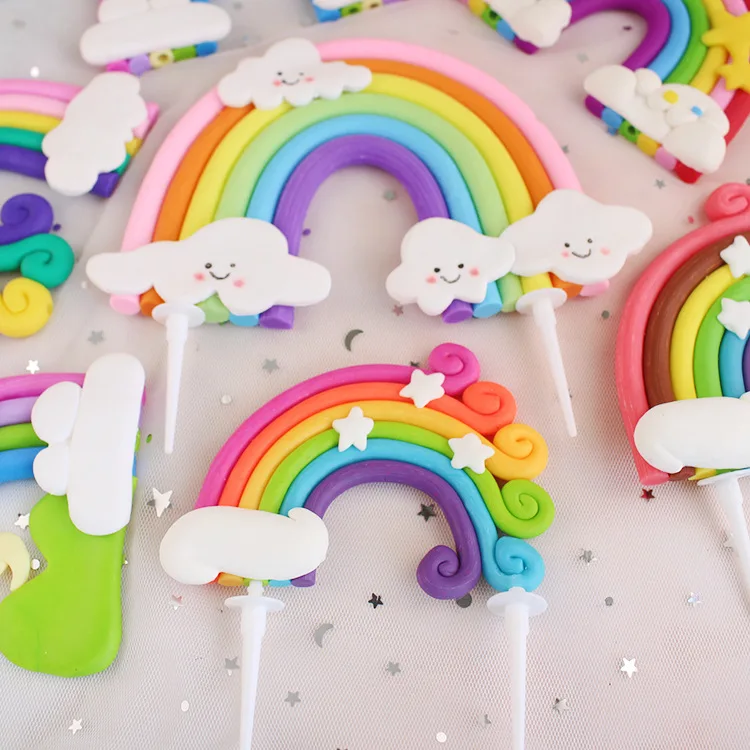 

Rainbow Cake Topper Happy Birthday Kids Cake Star Cloud Balloon Cake Topper Birthday Party Baking Decoration Party Supplies