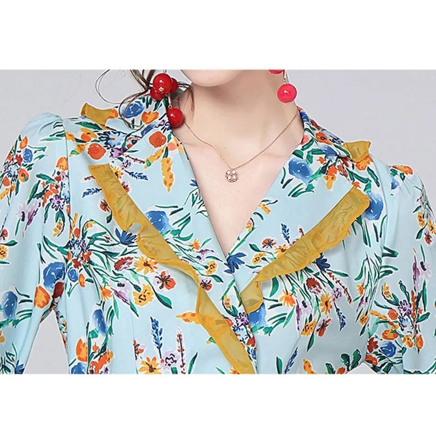 Женское плиссированное платье с цветочным принтом модельное дизайнерское