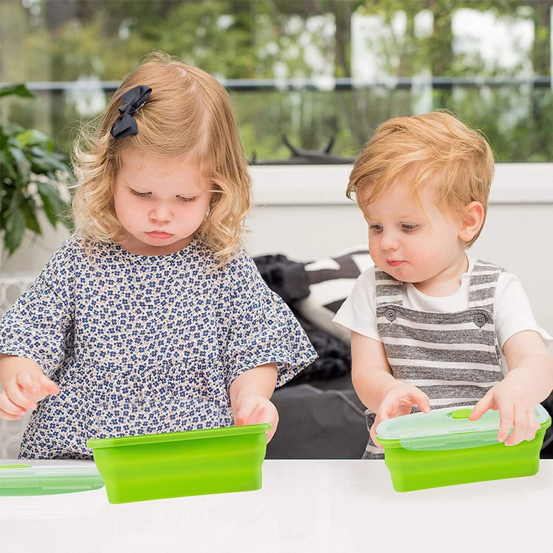 Складная Силиконовая Коробки для обедов Еда контейнер хранения фруктовый салат