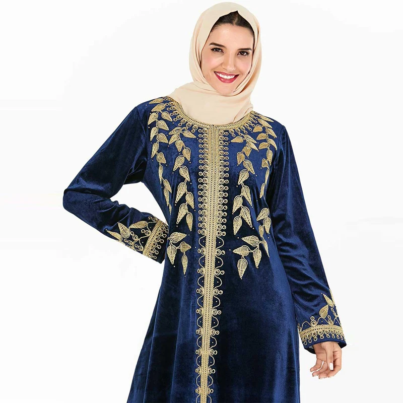 Зимнее бархатное платье abaya Турецкий Арабский мусульманский хиджаб Caftan Дубай Кафтан Марокко одеяние мусульмане Longue Tesettur платья