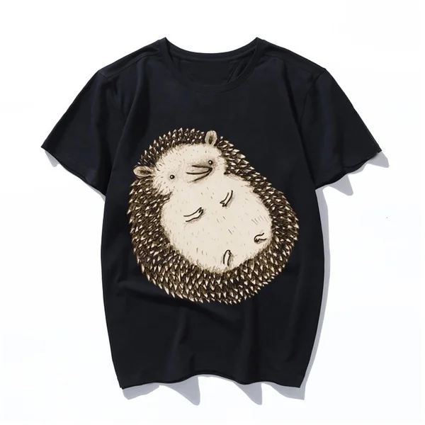 

plump hedgehog New T-shirt Men Tees Shirt Black White Tops For Men And Women