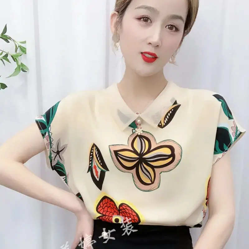 

2021 summer new chiffon shirt with short sleeves
