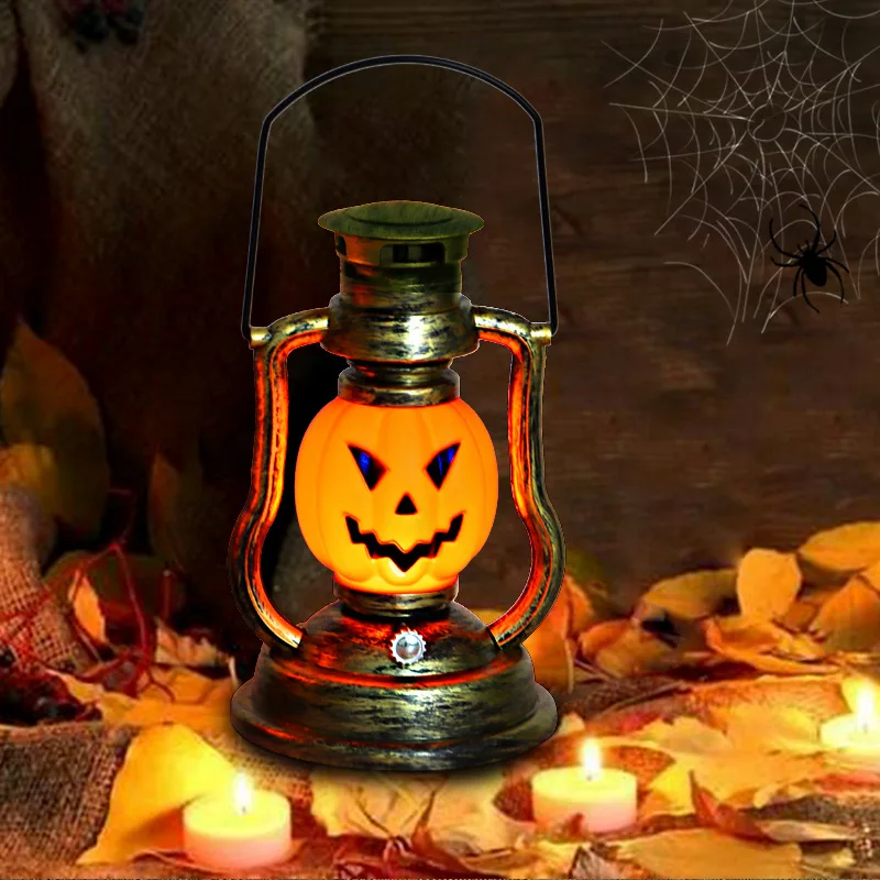 

Solar LED Holiday Party Props Decoration Ghost Festival Halloween Pumpkin Skull Retro Horse Lantern Refining Lamp Lantern