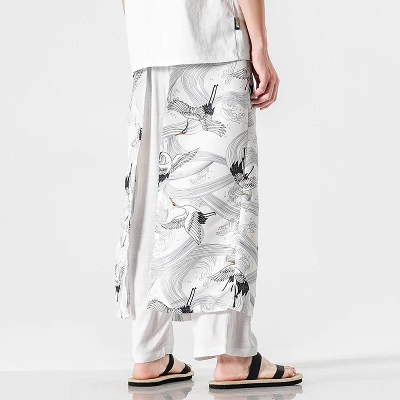 #2555 Лето Юбка с высокой талией из хлопка льняное кимоно Широкие штаны эластичной