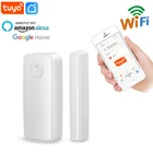 Смарт-детекторы открытиязакрытия двери Tuya, Wi-Fi, домашняя сигнализация, совместима с приложением Alexa Google Home Tuya