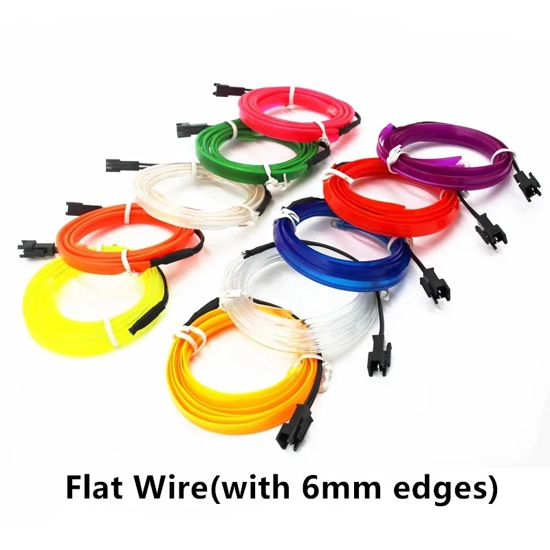 

1M/2M/3M/5M/10M EL Wire LED Strip Rope Tube Neon Light Glow Flat Edge 5V USB Car Interior Atmosphere Decor Lamp Decorated Prop