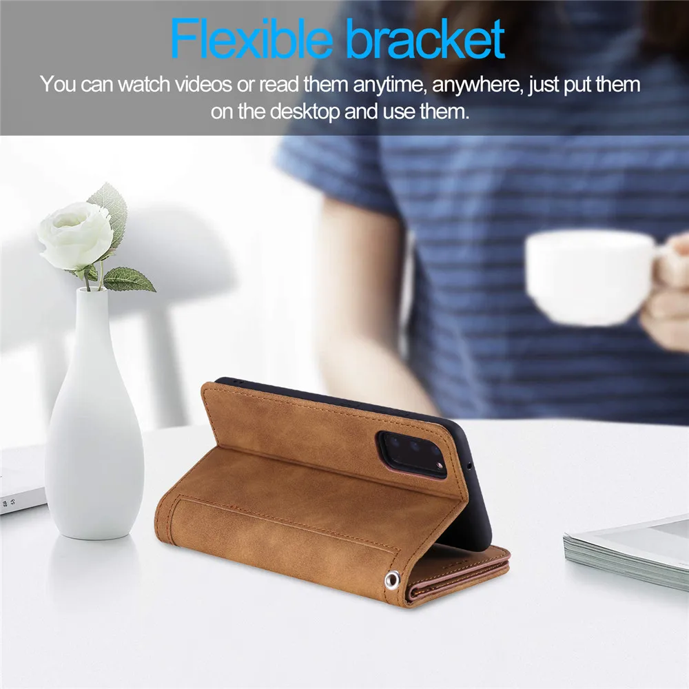 Zipper A52 A72 A51 A71 Case For Samsung Galaxy S22 S21 S20 FE Ultra A53 A33 A13 A22 A12 A32 A50 S10 S9 S8 Plus A30 Leather Cover