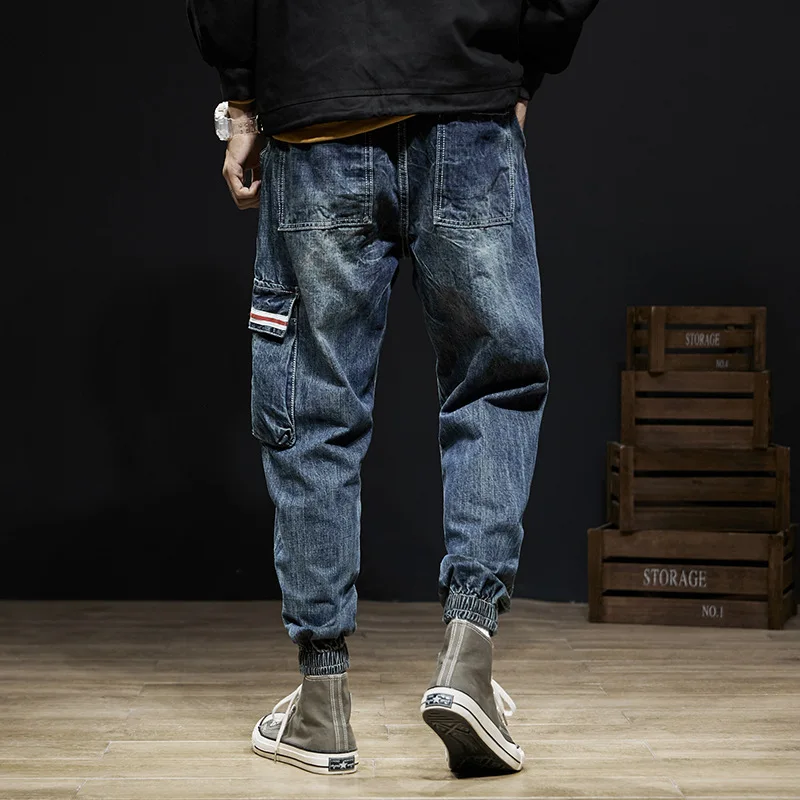 Джинсы-карго мужские свободного покроя модные брюки-султанки в японском