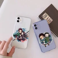kimetsu no yaiba demon slayer anime phone case for iphone 13 12 11 mini x xs xr pro max 8 7 6s 6 plus transparent soft