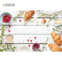 laeacco wooden board photophone bread flowers milk fruits photography backdrops kitchen decor photo backgrounds photozone props