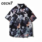 OSCN7 Повседневная рубашка с коротким рукавом и принтом для мужчин, уличная 2021, Гавайский пляж, большие размеры, женская мода, рубашки для мужчин, 3124