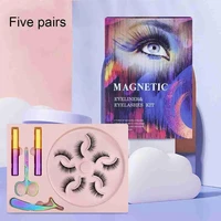 5 pairs magnetic eyelashes set with eyeliner no glue magnetic lasting lashes eyeliner kit magnetic long waterproof e4z7