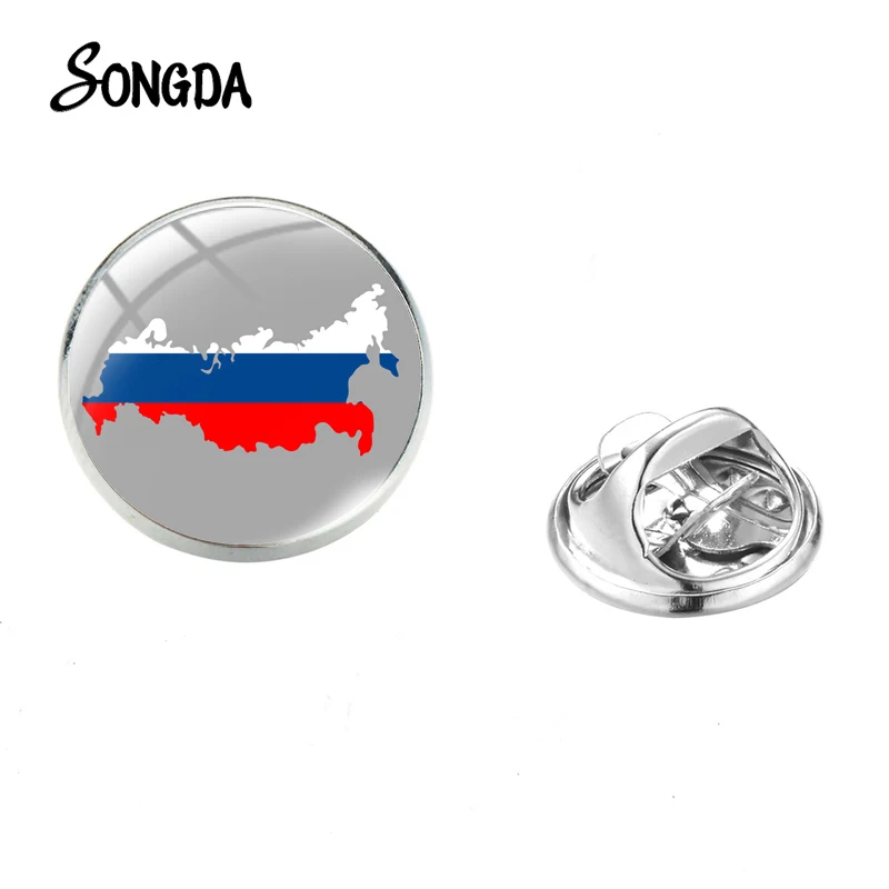 

Germany America Russia Flag Map Brooch Badge Stars Stripe Brooch Women Men Hat Bag Shirt Collar Lapel Pin Glass Cabochon