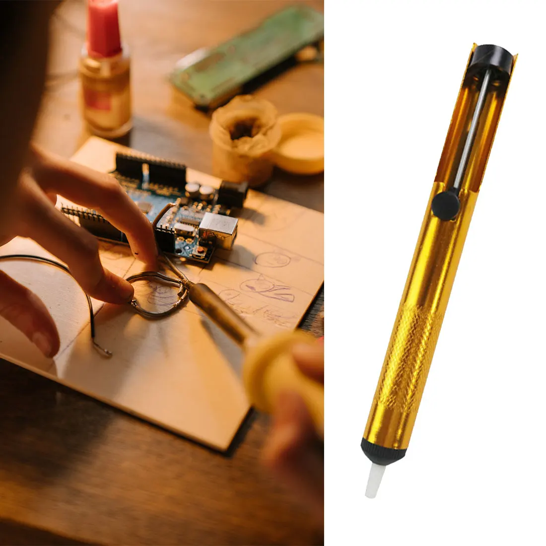

Aluminum Metal Desoldering Suction Pump Soldering Tin Sucker Pen Tools Vacuum Removal Soldering Iron Desolder