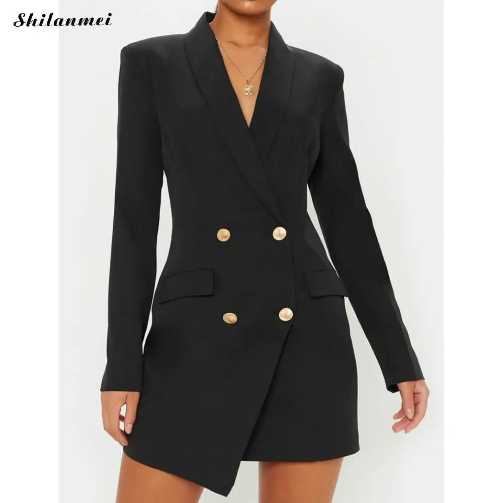 Женское офисное платье-блейзер с длинным рукавом элегантное вечернее облегающее
