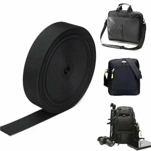 

1 Meter 25mm Wide Black Nylon Heavy Webbing Strap Thick Knapsack Belt