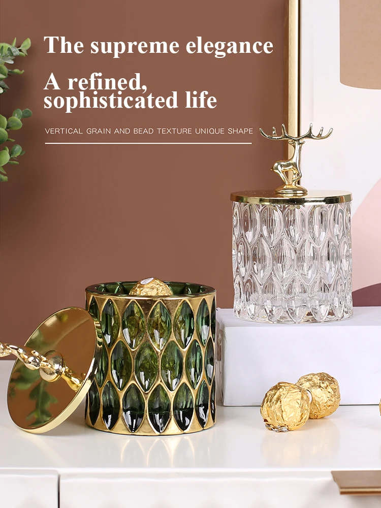 

Nordic Candy Jar Creative Living Room Ornament Dried Fruit Bowl Candy Jar with Cover Fruit Jar Jewelry Box