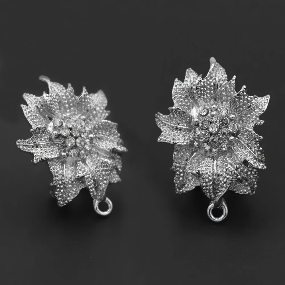 

1pair Crystal Flower African Women Earrings Connector Linkers Accessories DIY for Hanging Dangle Earrings Modern Female Jewelry