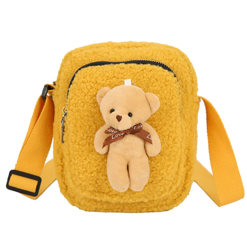 

Plush Bear Messenger Bag Women Girl Portable Cute Small Shoulder Mobile Phone Money Pouch Handbag Purse