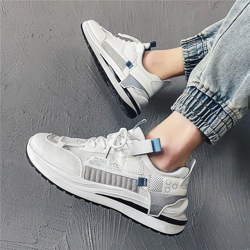 

2021 Spring Men's Casual Shoes Breathable Light Non-slip Rubber Comfortable Outdoor Damping Hard-Wearing Sports Shoes Lace-up