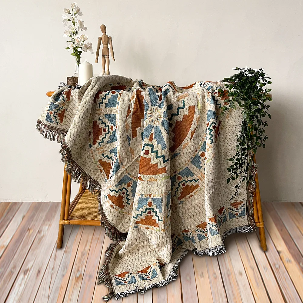 

Bohemian Blanket Bed Plaid Tapestry Boho Bedspread Chair Sofa Covers Women Outdoor Beach Sandy Towels Cape Wall Hanging Tapestry
