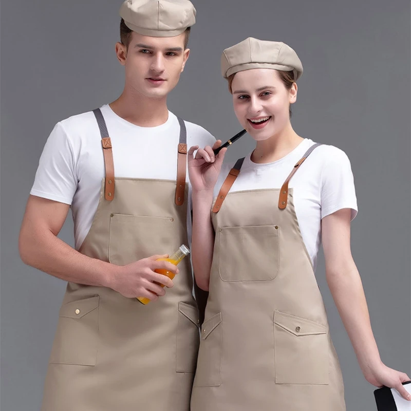 Фартук шеф-повара T5EF набор шляп Кухонный для взрослых с карманами Регулируемая