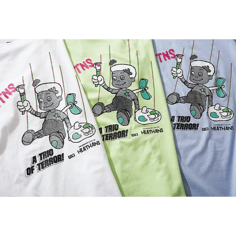 

Hip Hop Printed T-shirt Harajuku Streetwear Oversized Men's Tshirt 2021 Summer Cotton Loose Graphic Cartoon Top White Coples Tee