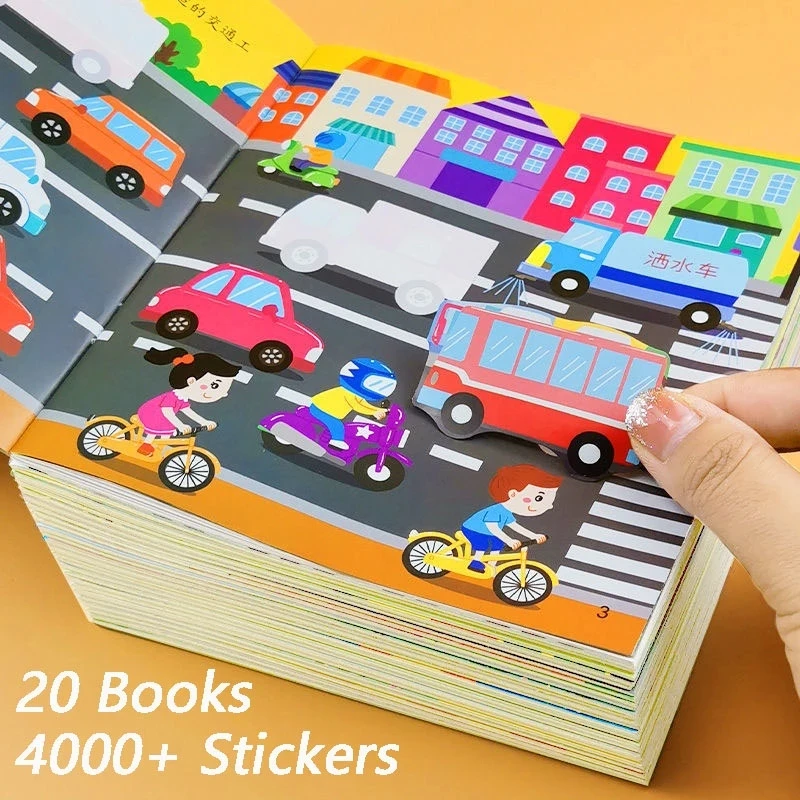 

20 Books For Kids 4000 Sheets Cute Anime Stickers Children's Concentration Training Baby Student Manga Libros Art Drawing Color