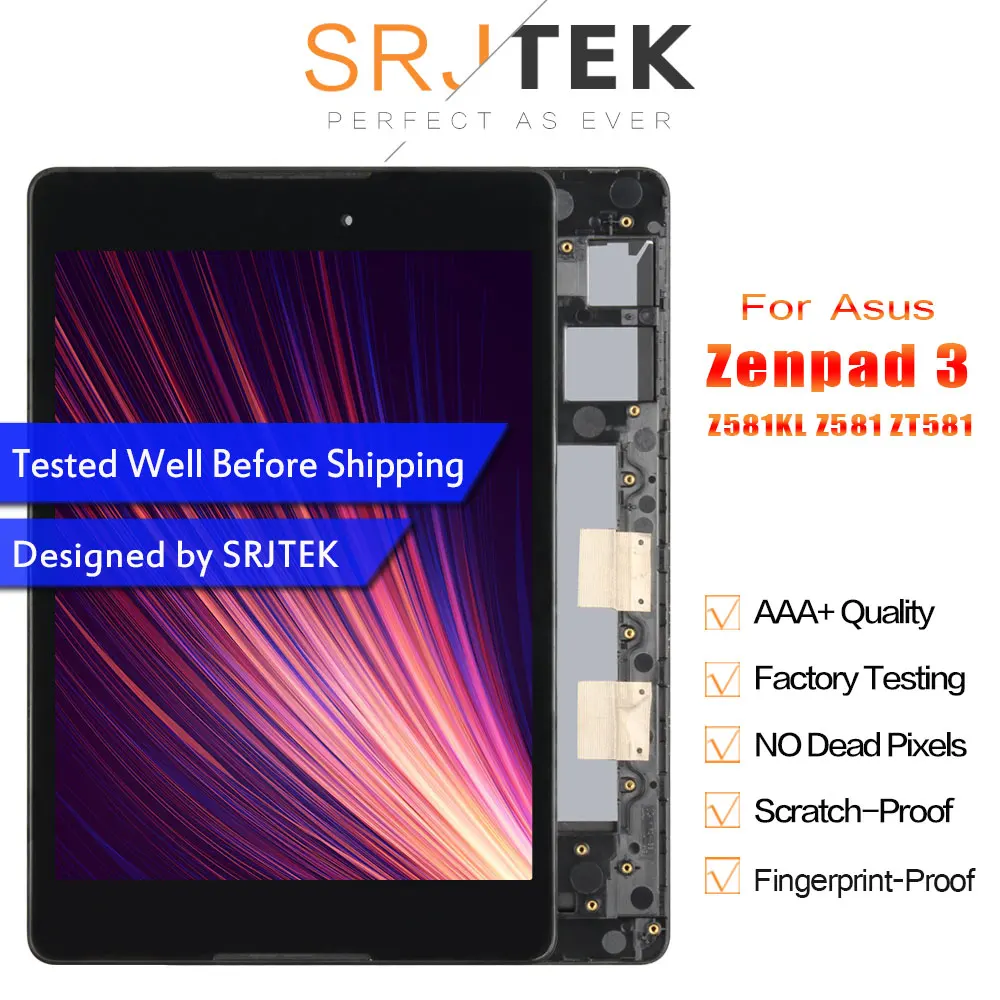

SRJTEK For ASUS Zenpad 3 8.0 Z8 Z581KL Z581 ZT581 LCD Display Touch Screen Matrix Digitizer Sensor Tablet PC Assembly with Frame