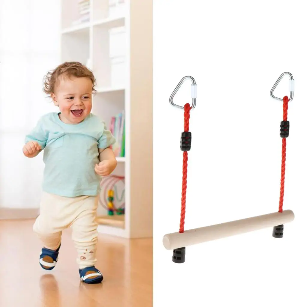 

Kids Outdoor Swing Games Toys 16'' Trapeze Swing Bar Heavy Duty Rope and Hook Swing Set Accessories Kids Climbing Frame Rods