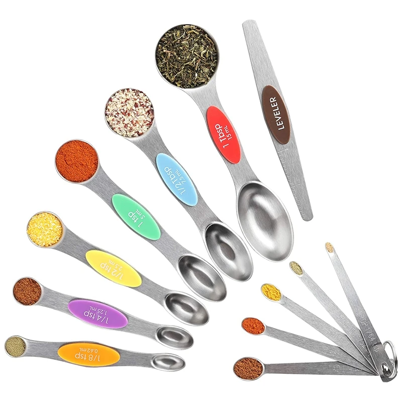 

Measuring Spoons,6 Double Sided Magnetic Measuring Spoon,Leveler,Mini Measuring Spoons for Dry and Liquid Ingredients