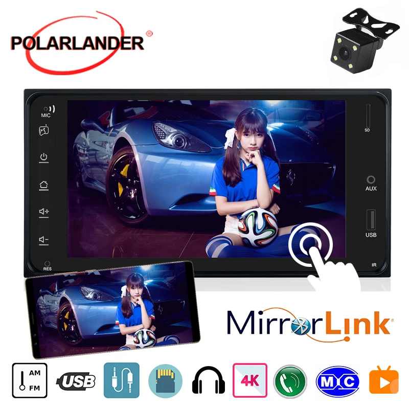 

Автомагнитола 2 Din 7 дюймов Android WINCE система задняя камера Сенсорный экран DVR MP5 Android 9/Apple дисплей для T/oyota Corolla