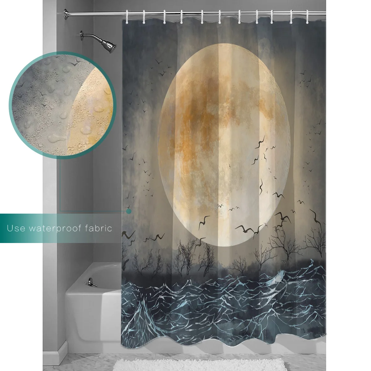 Занавеска для душа полная луна на море | Дом и сад