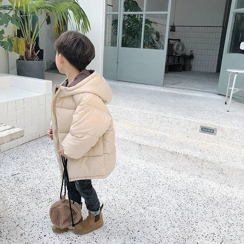 beige Новые зимние детские пальто с хлопковой подкладкой детская одежда Свободное длинное стильное пальто Толстые парки с капюшоном для мальчиков и девочек теплая верхняя одежда - Цвет: beige