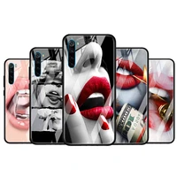 sexy red lips kiss for xiaomi redmi k40 k30 k20 pro plus 9c 9a 9 8a 7 luxury shell tempered glass phone case cover