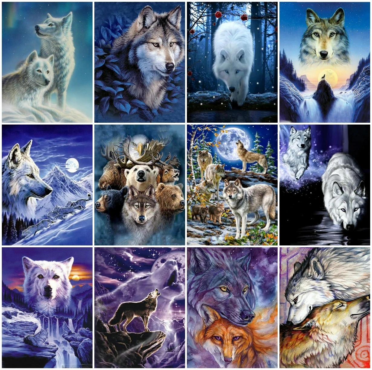 

AZQSD Diamond Embroidery Wolf Mosaic Picture Of Rhinestones Diamond Painting Animal Cross Stitch Kits Needlework Home Decor