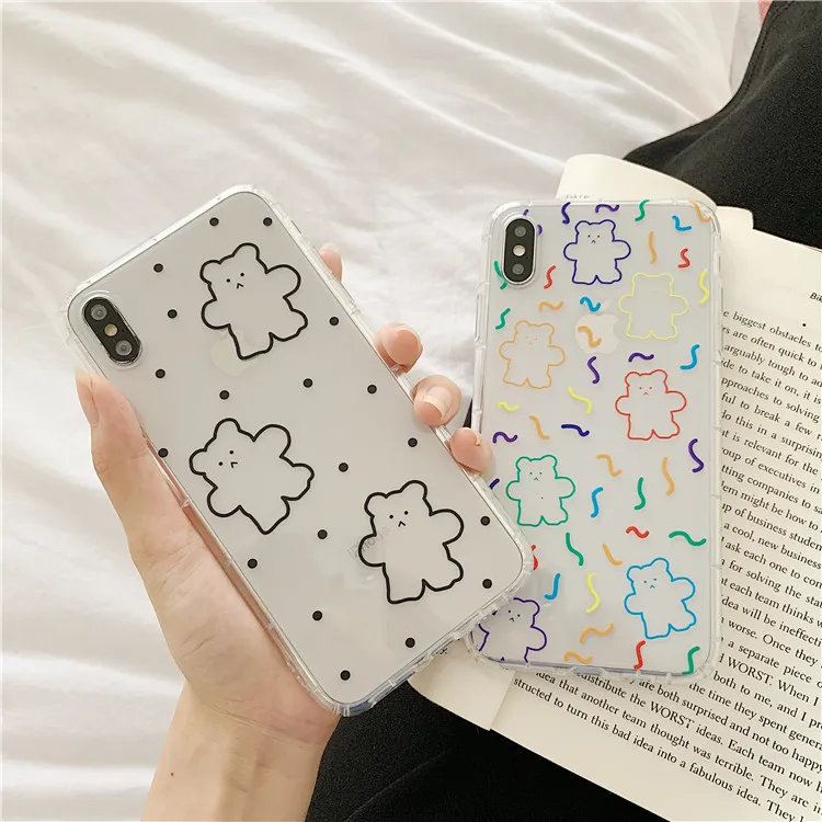 Niceking для iPhone 6, 6s, 7, 8 Plus, X, XR, XS Max, чехол с милым мультяшным медведем, Кроликом, мягкий ТПУ чехол для телефона, для iPhone 11 Pro, Max, чехол
