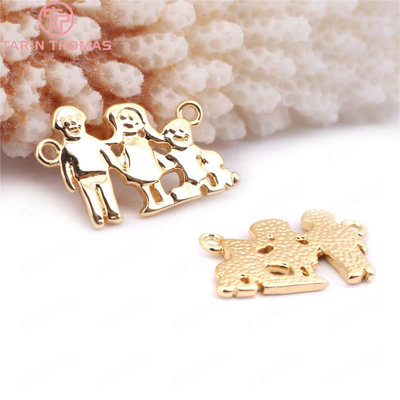 

(33503)6PCS 18*11MM 24K Gold Color Brass Friend Charms Pendants High Quality Diy Jewelry Findings Accessories wholesale
