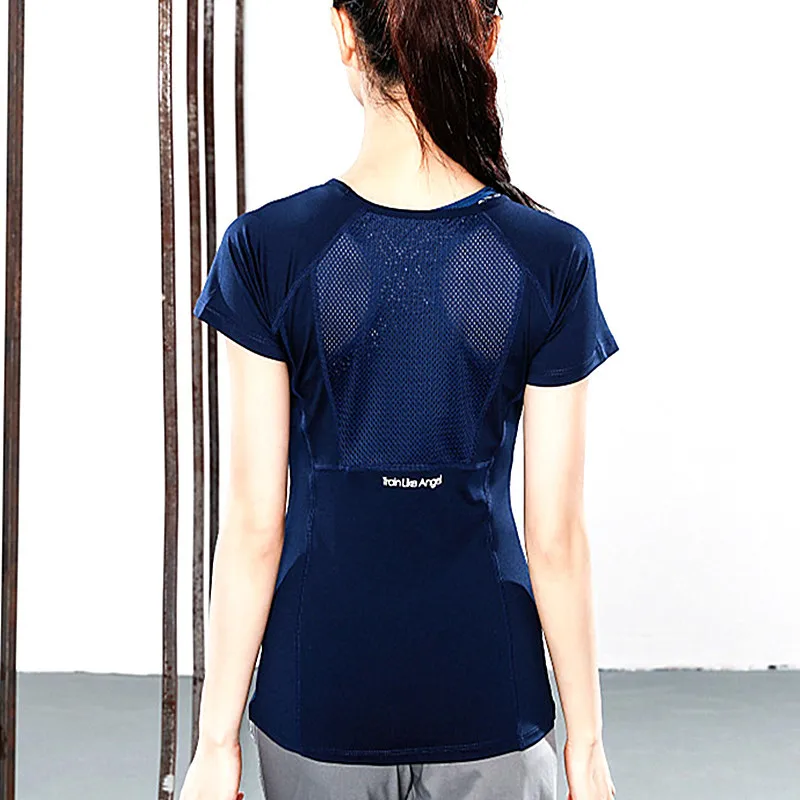 Футболка женская эластичная быстросохнущая облегающий топ с коротким рукавом и