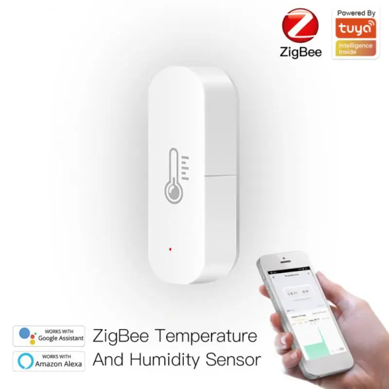 

Умный датчик температуры и влажности Tuya ZigBee, работает от аккумулятора, работает с Alexa Google Home