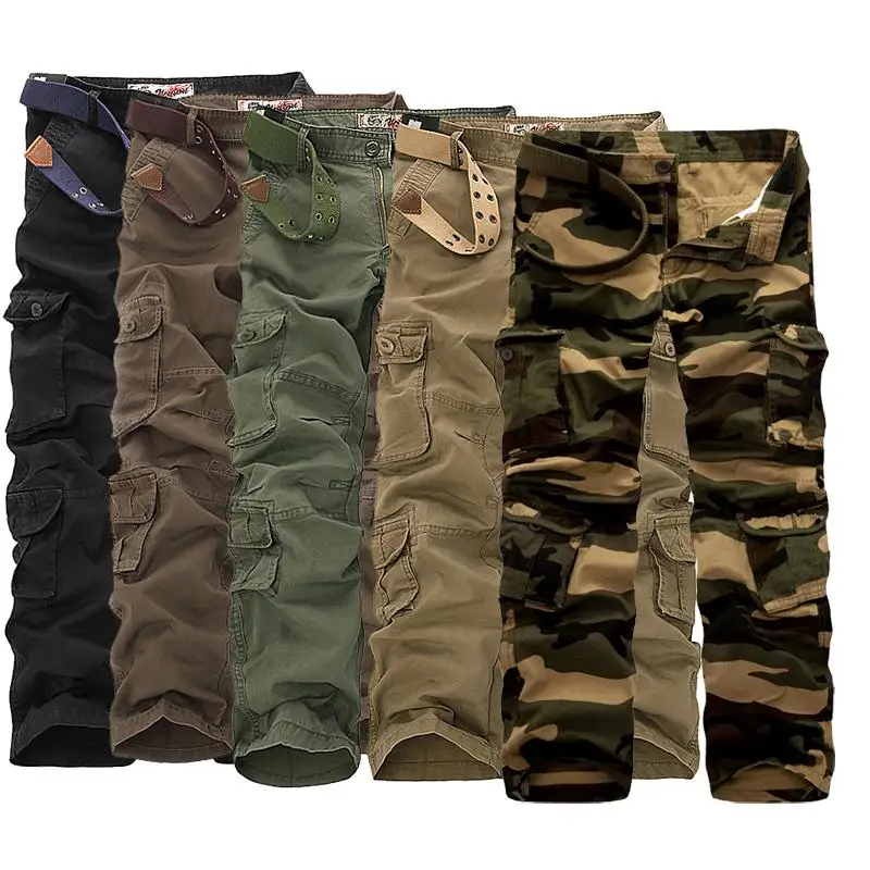 

2020 New Mens Tactical Pants Multi-Pocket Military Male Cargo Pants Cotton Casual Trousers Men Zipper Camouflage Straight Pants