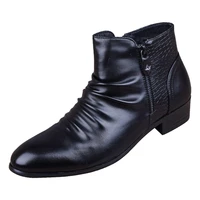 fashion genuine leather ankle boots men high top zip suit shoes black dress boots spring autumn leather shoes men leather boots