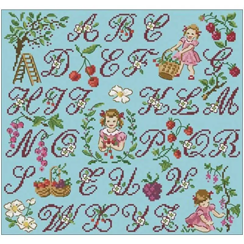 

Alphabet Orchard patterns Counted Cross Stitch 11CT 14CT DIY Chinese Cross Stitch Kits Embroidery Needlework Sets home decor