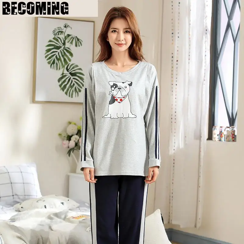 Хлопковая Спортивная одежда для беременных больших размеров сна Осенняя Пижама