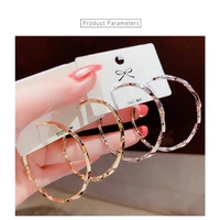 fashion new twisted texture circle hoop earrings personality exaggerated big circle ear buckle s925 silver needle earring